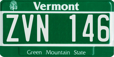 VT license plate ZVN146