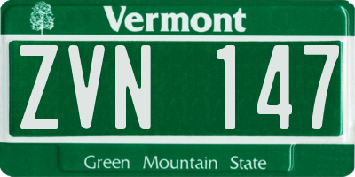 VT license plate ZVN147