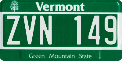 VT license plate ZVN149