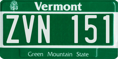 VT license plate ZVN151