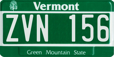 VT license plate ZVN156