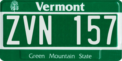 VT license plate ZVN157