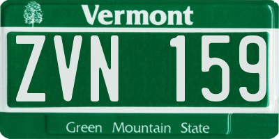 VT license plate ZVN159
