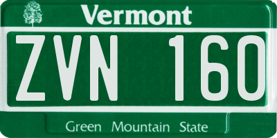 VT license plate ZVN160