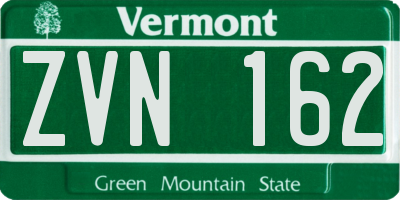 VT license plate ZVN162
