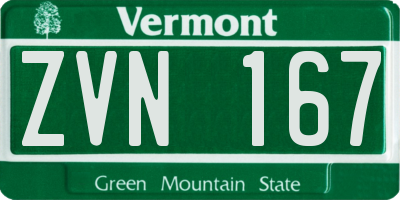 VT license plate ZVN167