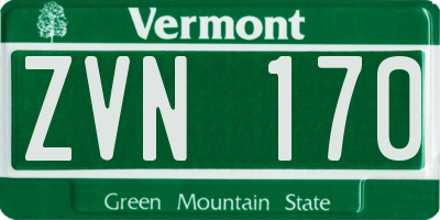 VT license plate ZVN170