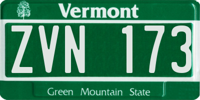 VT license plate ZVN173