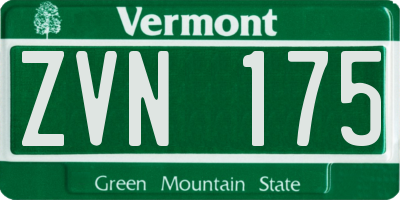 VT license plate ZVN175