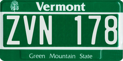 VT license plate ZVN178