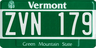 VT license plate ZVN179
