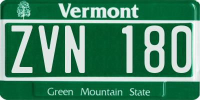 VT license plate ZVN180
