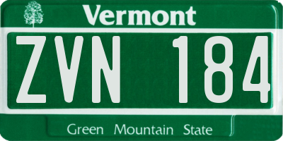 VT license plate ZVN184