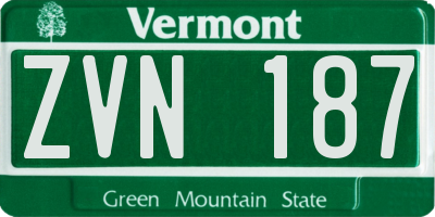 VT license plate ZVN187