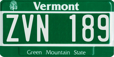 VT license plate ZVN189
