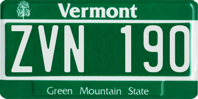 VT license plate ZVN190