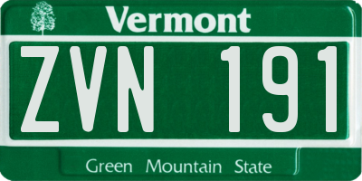 VT license plate ZVN191