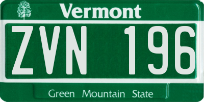 VT license plate ZVN196