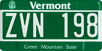 VT license plate ZVN198