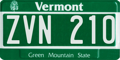 VT license plate ZVN210