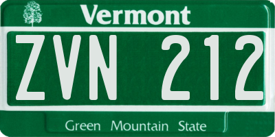 VT license plate ZVN212