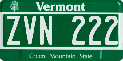VT license plate ZVN222