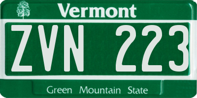 VT license plate ZVN223