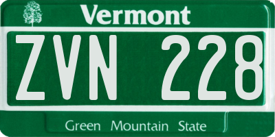 VT license plate ZVN228