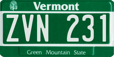 VT license plate ZVN231