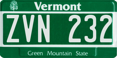 VT license plate ZVN232