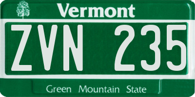 VT license plate ZVN235