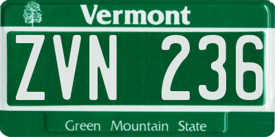 VT license plate ZVN236