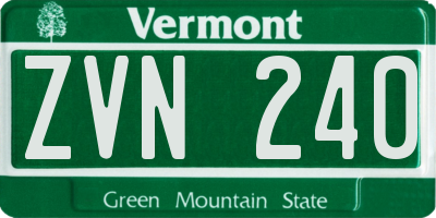VT license plate ZVN240