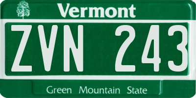 VT license plate ZVN243