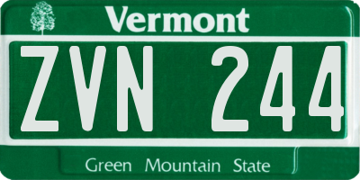 VT license plate ZVN244