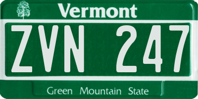 VT license plate ZVN247