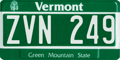 VT license plate ZVN249
