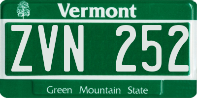 VT license plate ZVN252