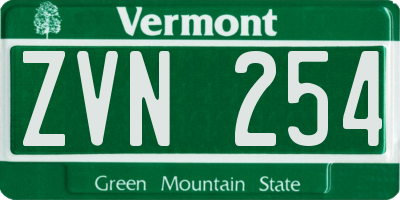VT license plate ZVN254