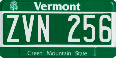 VT license plate ZVN256
