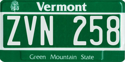 VT license plate ZVN258