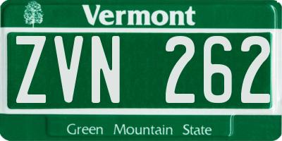 VT license plate ZVN262