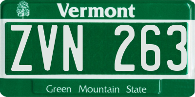 VT license plate ZVN263
