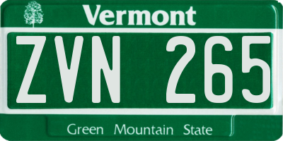 VT license plate ZVN265