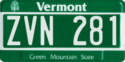 VT license plate ZVN281