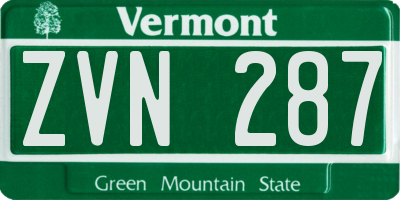 VT license plate ZVN287