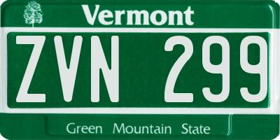 VT license plate ZVN299