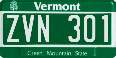 VT license plate ZVN301