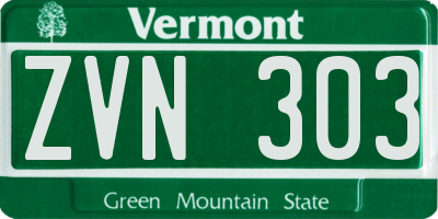 VT license plate ZVN303
