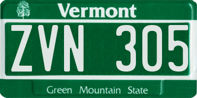 VT license plate ZVN305